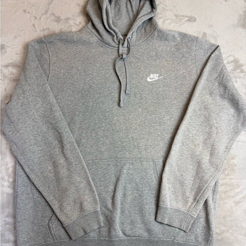Nike Hoodie Mens XL Gray Pullover Sweatshirt Swoosh Logo Fleece